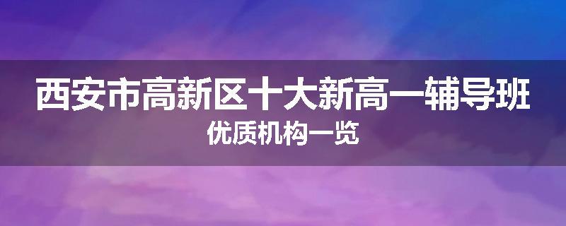 西安市高新区十大新高一辅导班优质机构一览