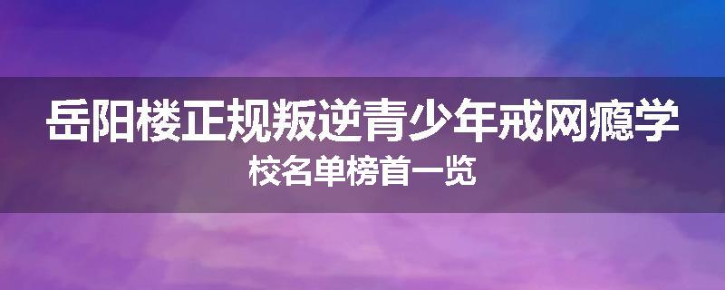 岳阳楼正规叛逆青少年戒网瘾学校名单榜首一览