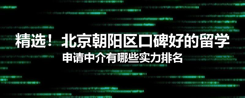 精选！北京朝阳区口碑好的留学申请中介有哪些实力排名