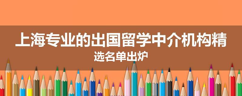 上海专业的出国留学中介机构精选名单出炉