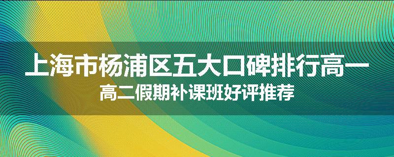 上海市杨浦区五大口碑排行高一高二假期补课班好评推荐