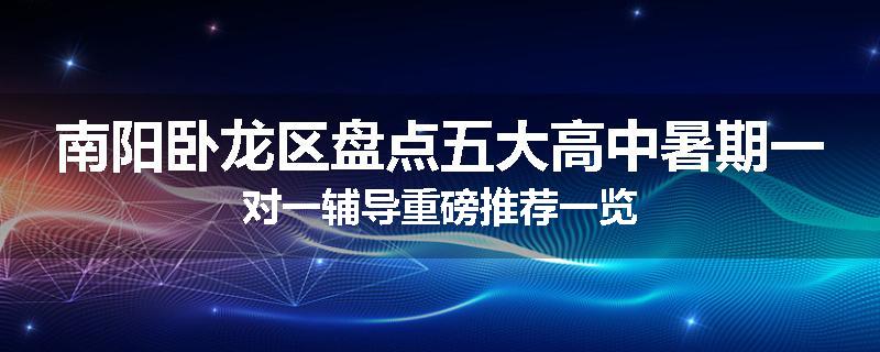 南阳卧龙区盘点五大高中暑期一对一辅导重磅推荐一览