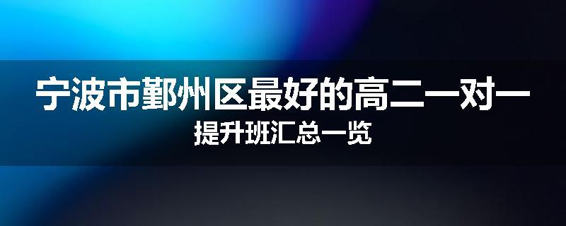 宁波市鄞州区最好的高二一对一提升班汇总一览