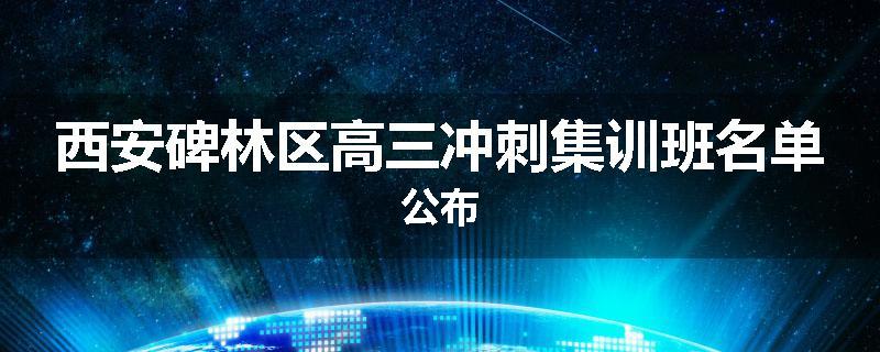 西安碑林区高三冲刺集训班名单公布