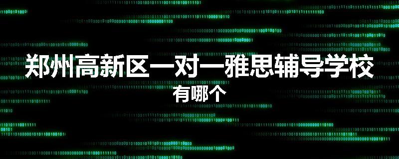 郑州高新区一对一雅思辅导学校有哪个