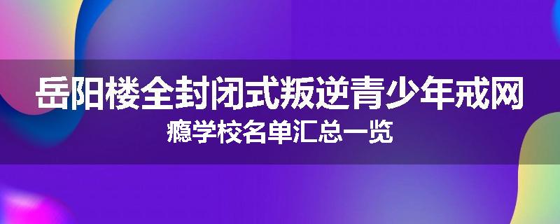 岳阳楼全封闭式叛逆青少年戒网瘾学校名单汇总一览