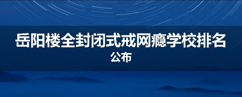 岳阳楼全封闭式戒网瘾学校排名公布