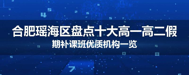 合肥瑶海区盘点十大高一高二假期补课班优质机构一览