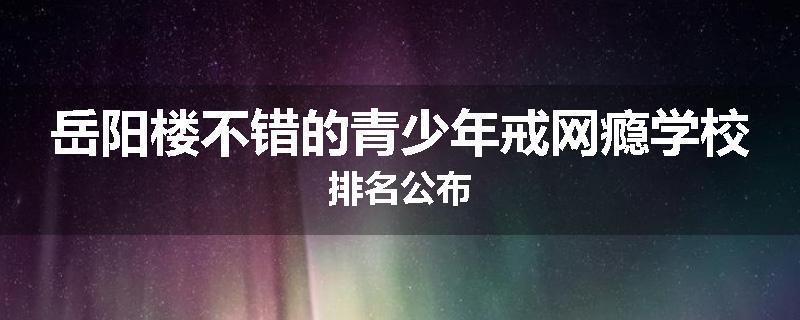 岳阳楼不错的青少年戒网瘾学校排名公布