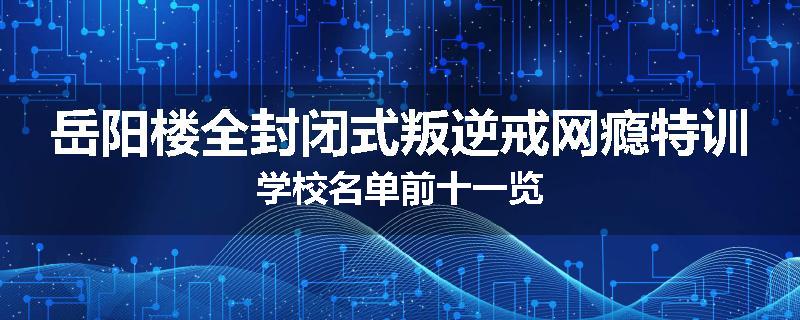 岳阳楼全封闭式叛逆戒网瘾特训学校名单前十一览