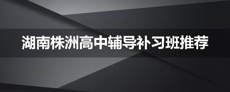 湖南株洲高中辅导补习班推荐
