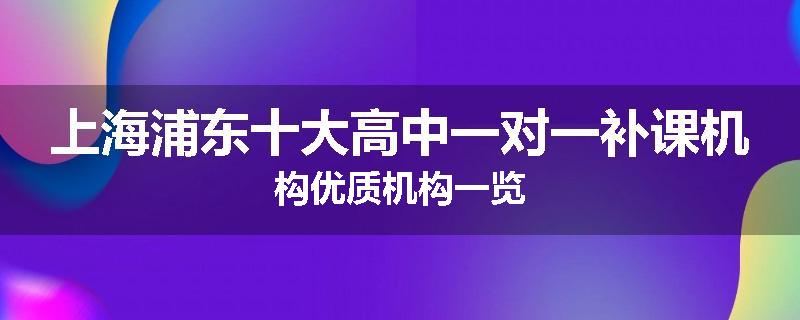 上海浦东十大高中一对一补课机构优质机构一览