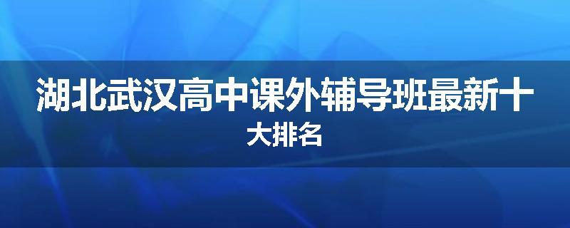 湖北武汉高中课外辅导班最新十大排名