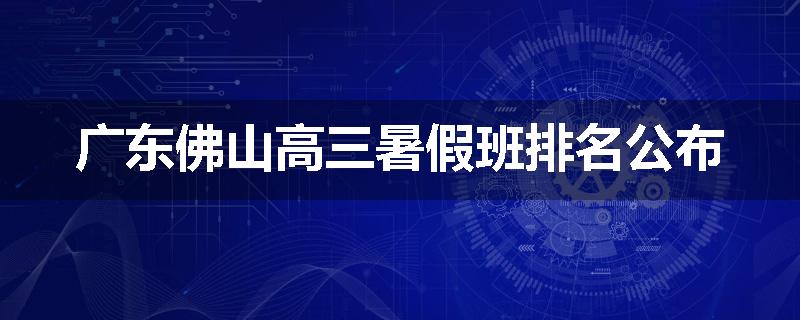 广东佛山高三暑假班排名公布