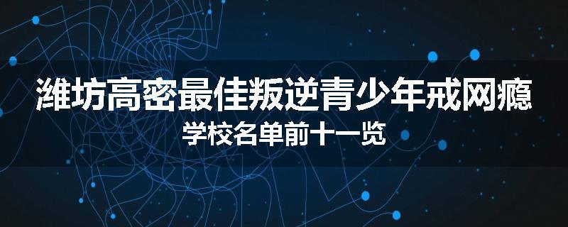 潍坊高密最佳叛逆青少年戒网瘾学校名单前十一览