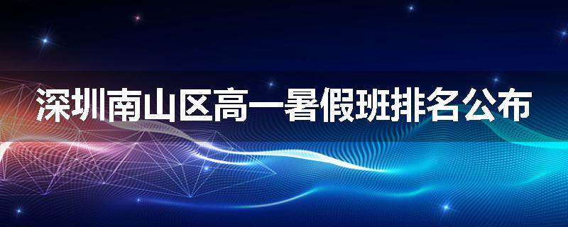 深圳南山区高一暑假班排名公布