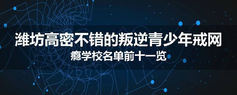 潍坊高密不错的叛逆青少年戒网瘾学校名单前十一览