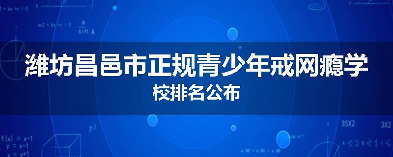 潍坊昌邑市正规青少年戒网瘾学校排名公布