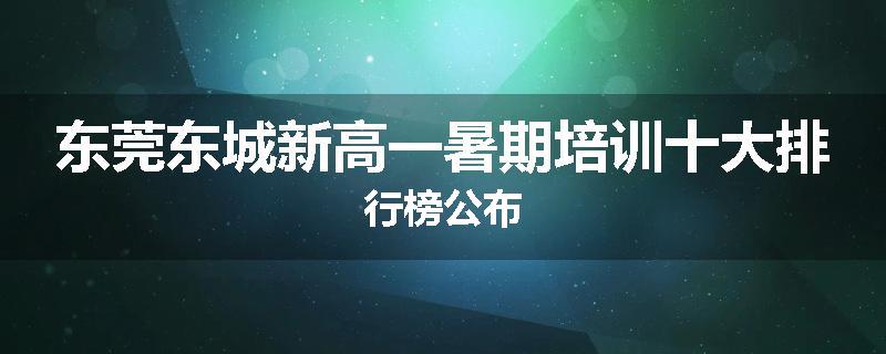 东莞东城新高一暑期培训十大排行榜公布