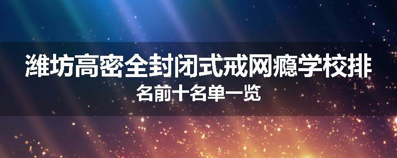潍坊高密全封闭式戒网瘾学校排名前十名单一览
