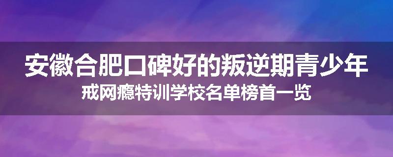 安徽合肥口碑好的叛逆期青少年戒网瘾特训学校名单榜首一览