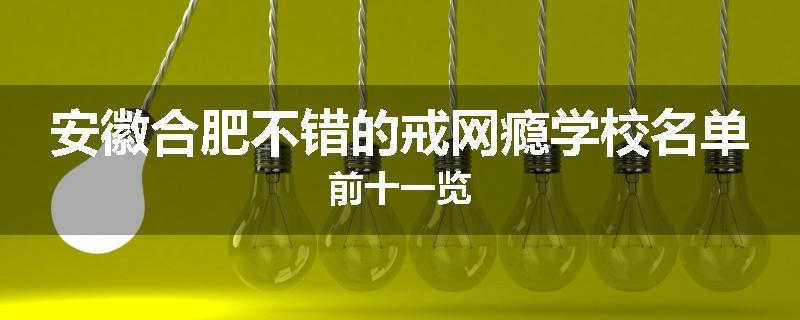 安徽合肥不错的戒网瘾学校名单前十一览