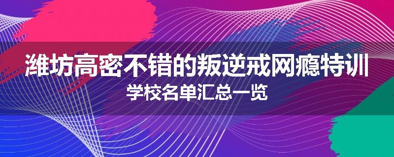 潍坊高密不错的叛逆戒网瘾特训学校名单汇总一览