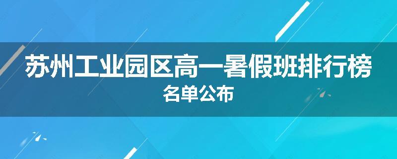 苏州工业园区高一暑假班排行榜名单公布