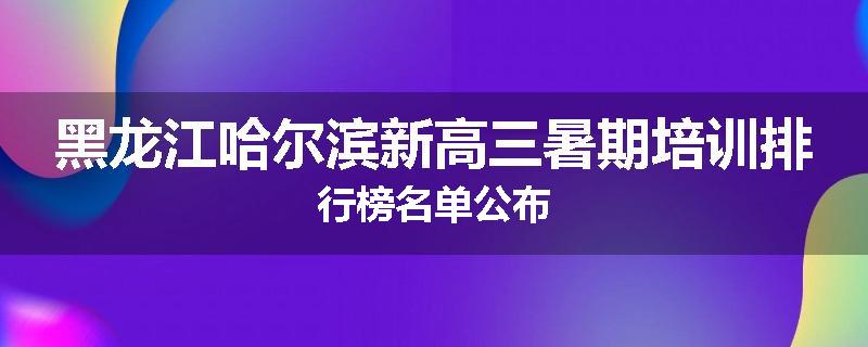 黑龙江哈尔滨新高三暑期培训排行榜名单公布