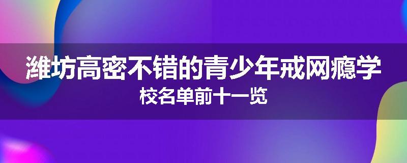 潍坊高密不错的青少年戒网瘾学校名单前十一览