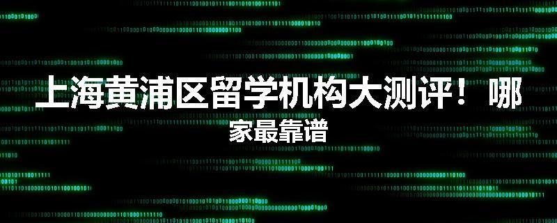 上海黄浦区留学机构大测评！哪家最靠谱