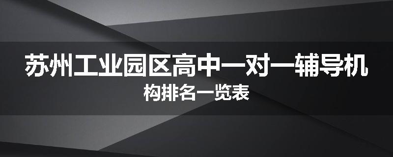 苏州工业园区高中一对一辅导机构排名一览表