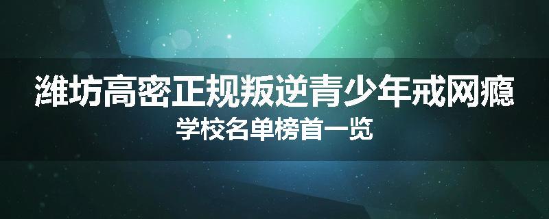 潍坊高密正规叛逆青少年戒网瘾学校名单榜首一览
