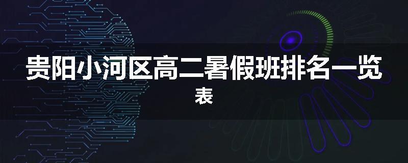 贵阳小河区高二暑假班排名一览表
