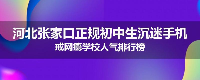 河北张家口正规初中生沉迷手机戒网瘾学校人气排行榜
