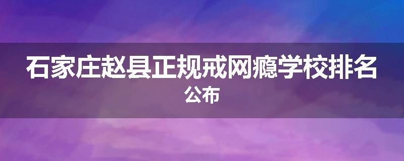 石家庄赵县正规戒网瘾学校排名公布