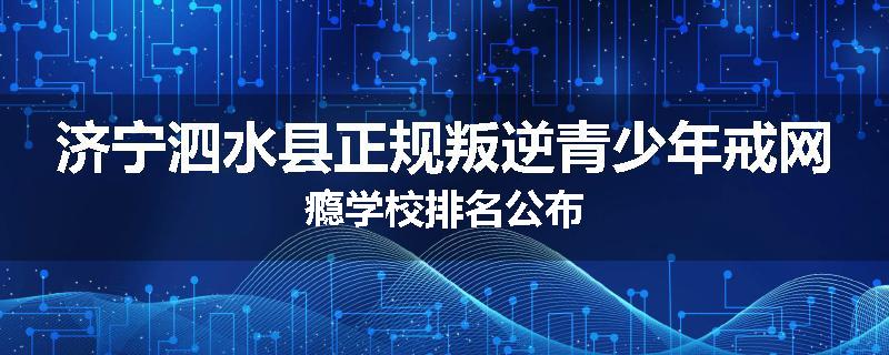济宁泗水县正规叛逆青少年戒网瘾学校排名公布