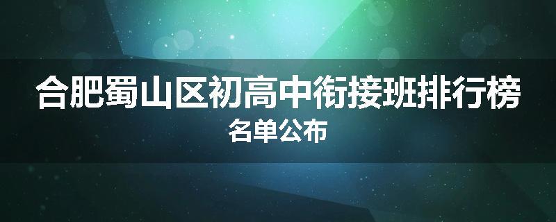 合肥蜀山区初高中衔接班排行榜名单公布
