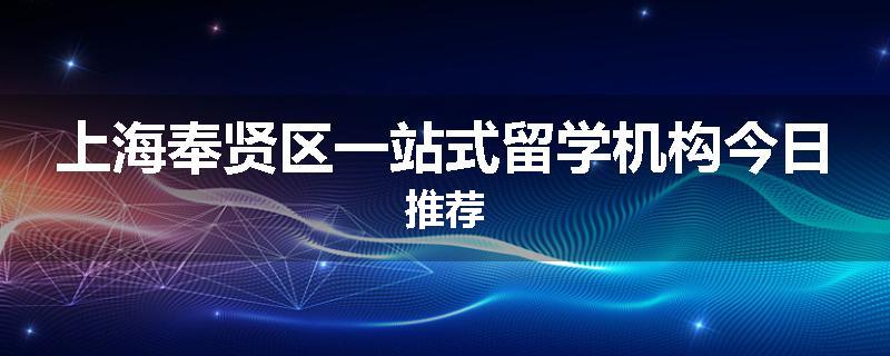 上海奉贤区一站式留学机构今日推荐