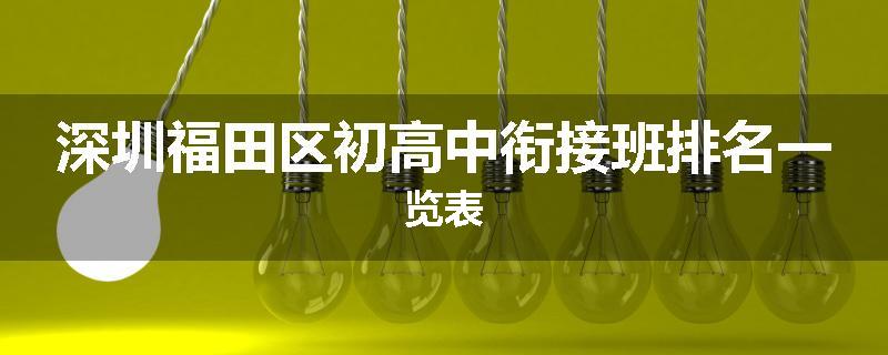 深圳福田区初高中衔接班排名一览表