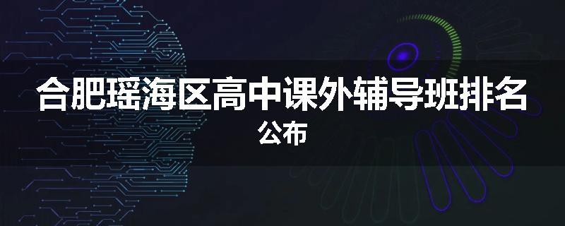 合肥瑶海区高中课外辅导班排名公布