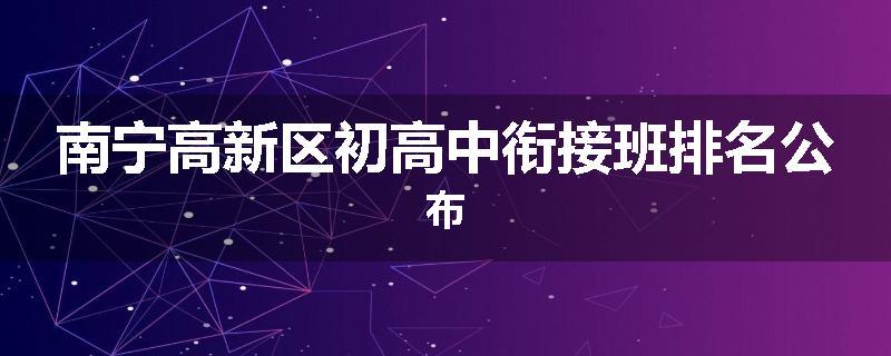 南宁高新区初高中衔接班排名公布