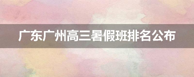 广东广州高三暑假班排名公布
