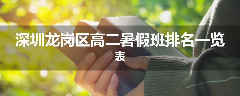 深圳龙岗区高二暑假班排名一览表