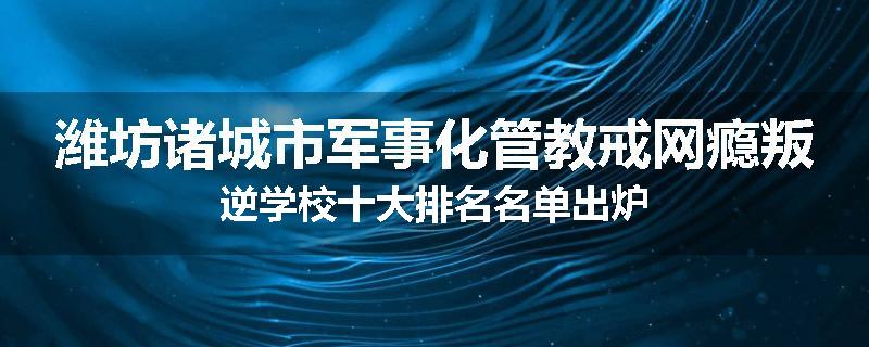 潍坊诸城市军事化管教戒网瘾叛逆学校十大排名名单出炉