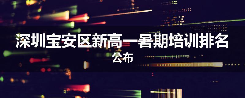 深圳宝安区新高一暑期培训排名公布