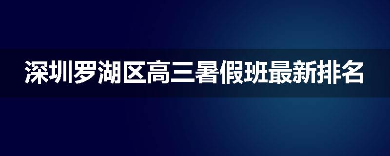深圳罗湖区高三暑假班最新排名