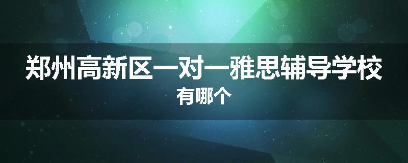郑州高新区一对一雅思辅导学校有哪个