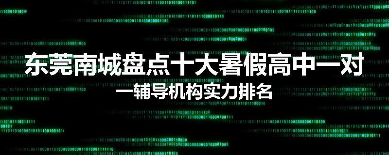 东莞南城盘点十大暑假高中一对一辅导机构实力排名