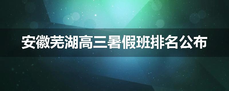 安徽芜湖高三暑假班排名公布